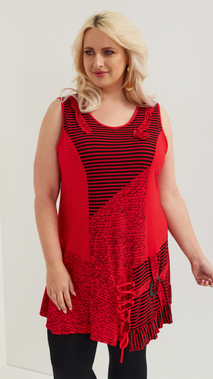 Rote Damen Tunika in eleganter größe Größen ärmellos