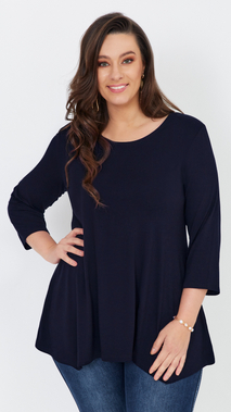 Dunkelblaue Damen Tunika, lose, elegante Bluse