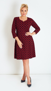 Warmes dickes Herbstkleid der roten Frauen