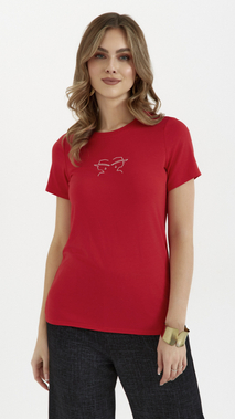 Rote Damen-T-Shirt, kurzärmeliges Damen-T-Shirt