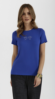 Kornblumenblaue Damen-T-Shirt, kurzärmeliges Damen-T-Shirt