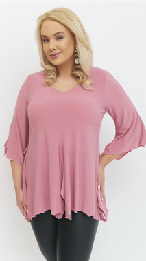Women's powder pink tunic elegant bell sleeve blouse