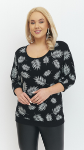 Women's black kimono blouse with 3/4 sleeves