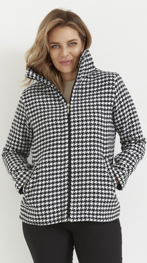 Elegant women's jacket with a spring-autumn houndstooth collar