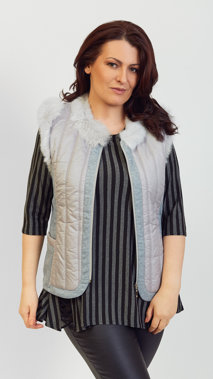 Grey padded vest made of natural rabbit fur