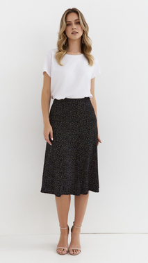 Long women's polka dot flared skirt