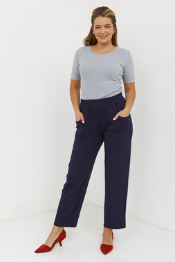 Navy blue women's wide, loose trousers with pockets