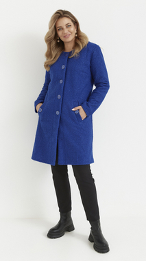 Women's cornflower blue buttoned spring autumn Bouclé coat