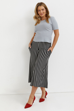 Women's flared trousers, wide, loose trousers with white and black stripes
