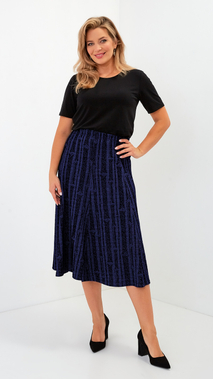Women's long patterned skirt, blue and black