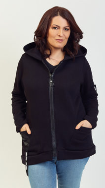 Women's long zip hooded cotton sweatshirt