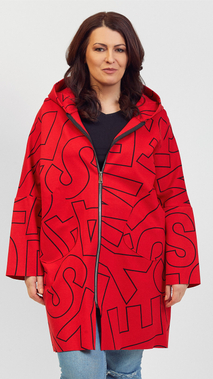 Women's red coat with a hood spring autumn short