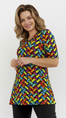 Women's tunic, loose blouse with a print