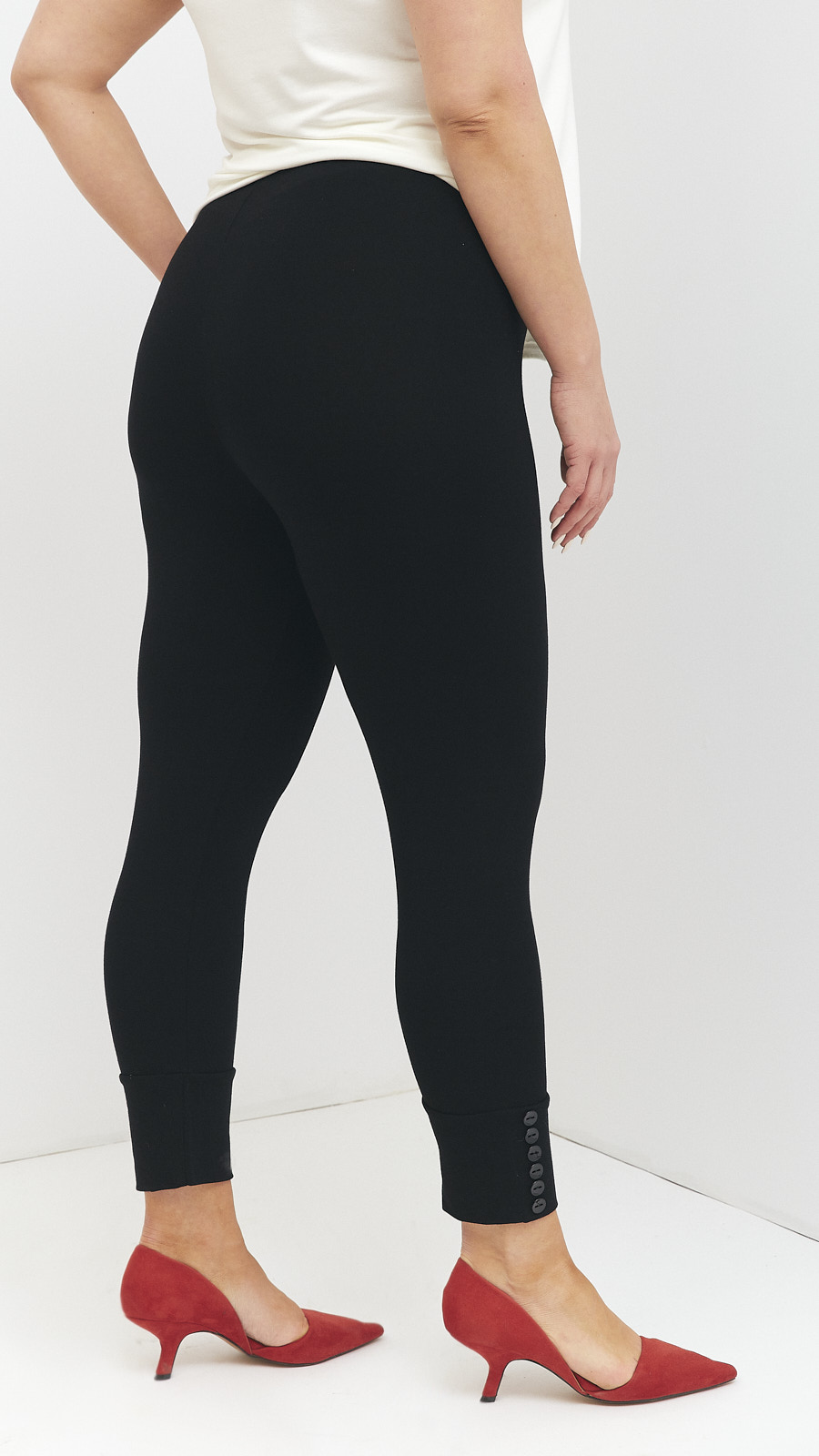 Black stylish comfortable leggings with buttons black