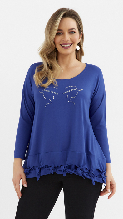 Cornflower women's loose, elegant blouse with an application