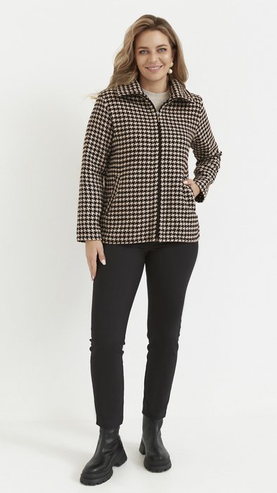 Elegant women's jacket with a spring-autumn houndstooth collar