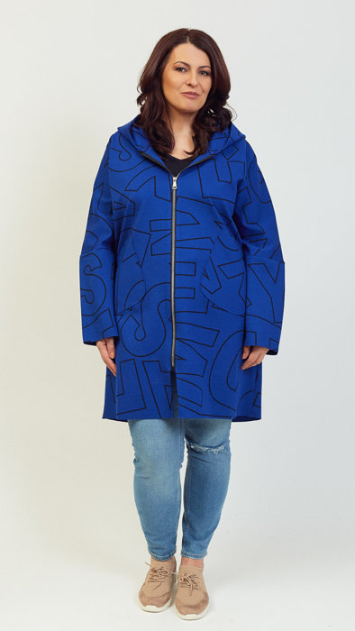 Women's blue spring autumn short hooded coat