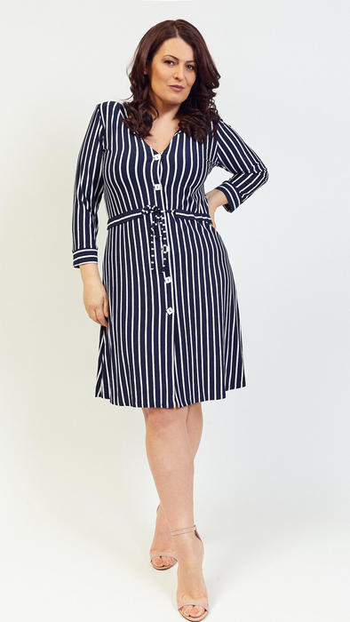 Women's navy blue striped spring summer dress