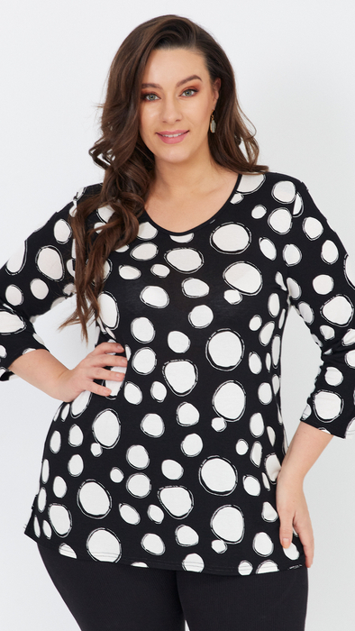 Women's tunic loose blouse with white circles