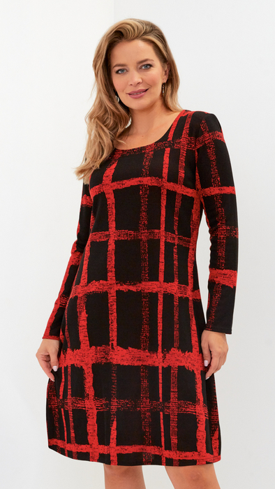 Women's warm, wide, checkered autumn dress