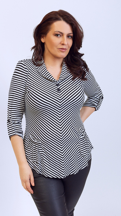 Elegante Tunika-Bluse für Damen mit schwarzen Streifen