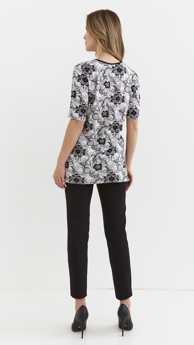 Damentunika, elegante Bluse, Blumenmuster