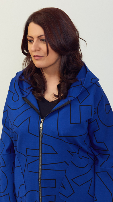 Kurzer Mantel mit Kapuze für den blauen Frühling und Herbst für Damen