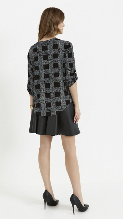 Elegant, loose, airy checkered women's blouse