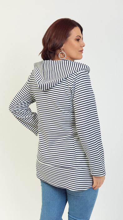 Women's sweatshirt zipped into stripes