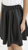 Women's black leather flared mini skirt