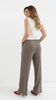 Beige women's wide, loose trousers with pockets