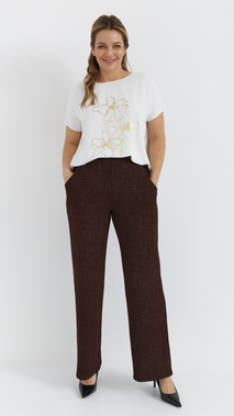 Brązowe spodnie damskie szerokie spodnie luźne z kieszeniami a'la jeans