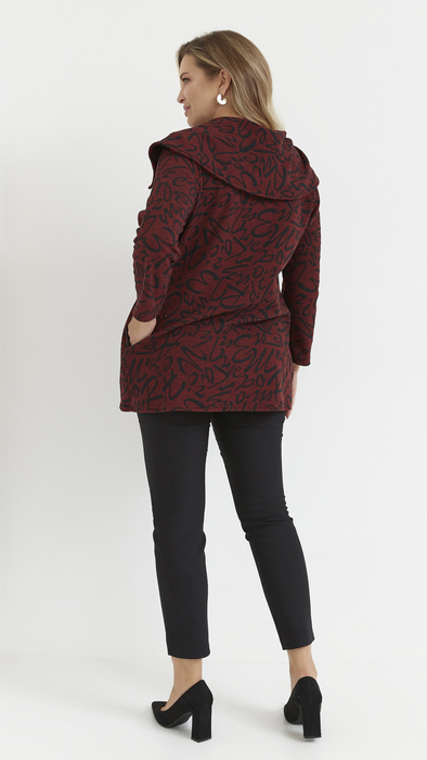 Red women's turtleneck tunic, warm blouse with letters