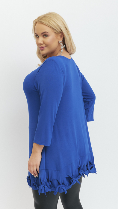 Kornblumenblaue Damen-Tunika, lockere, elegante Bluse