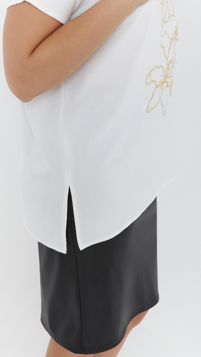 White women's tunic kimono women's blouse plant motif