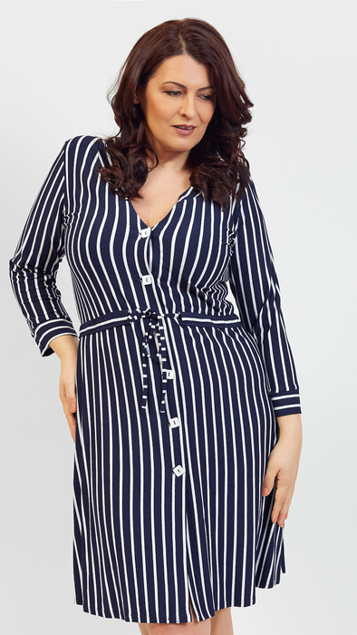 Women's navy blue striped spring summer dress