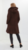 Brown warm elegant women's coat with hood Bouclé