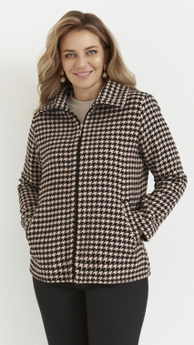 Elegant women's jacket with a spring-autumn houndstooth collar