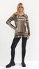 Warm women's autumn tunic, thicker knit in shades of brown