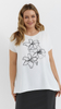 White women's tunic kimono women's blouse plant motif