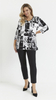 White and black women's tunic, flared blouse, plus size paris