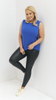 Elegant, sleeveless women's cornflower blue blouse