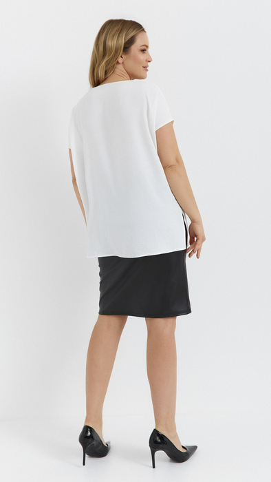 Biała tunika damska kimono bluzka damska motyw roślinny