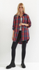 Women's cotton shirt, loose, oversize checkered tunic