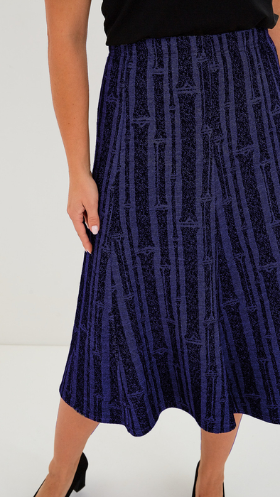 Women's long patterned skirt, blue and black