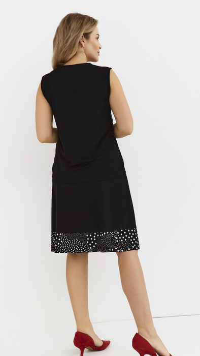 Women's black midi skirt with ruffles, mix