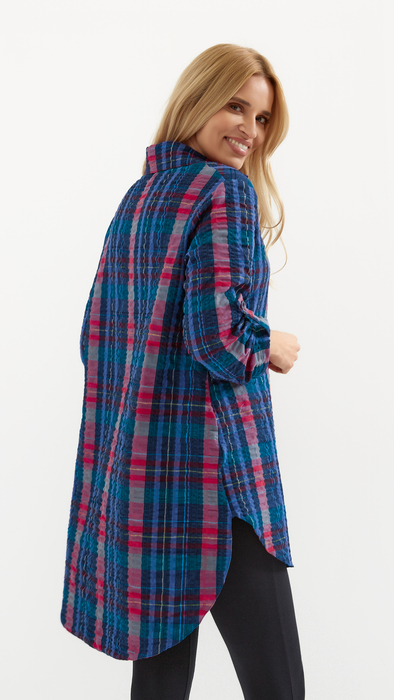 Women's cotton shirt, loose, oversize checkered tunic