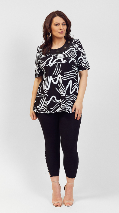 Women's black tunic with decorations