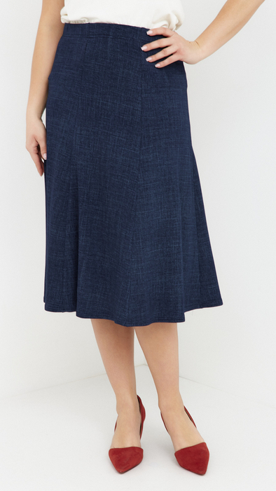 Women's navy blue flared midi skirt a la jeans
