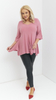 Women's powder pink tunic elegant bell sleeve blouse